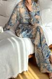 Printed Top and Wide Leg Pants Set