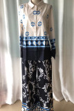 Printed High Waist Wide Leg Pants and Top Set