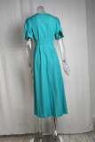 Button Up Split Long Plain Dress