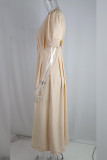Button Up Split Long Plain Dress