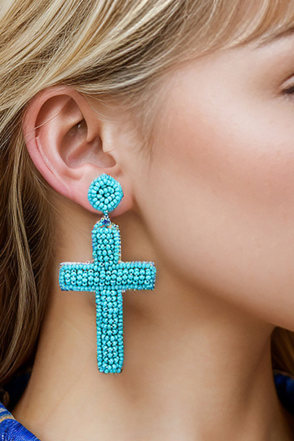 Beads Cross Earrings
