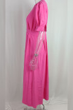 Button Up Split Long Plain Dress