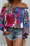 Off Shoulder Ruffle Puff Sleeves Top
