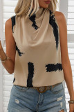 Khaki Sleeveless Printed Top