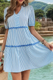 BLue Stripes V Neck Dress