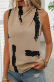 Khaki Sleeveless Printed Top