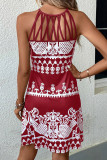 Sleeveless Crisscross Printed Mini Dress