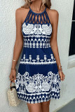 Sleeveless Crisscross Printed Mini Dress