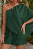 Plain Texture One Shoulder Romper
