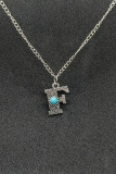 Stamped Turquoise Initial Neck