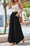 High Waist Plain Wide Leg Pants