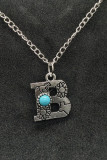 Stamped Turquoise Initial Neck
