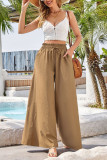 High Waist Plain Wide Leg Pants