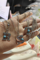 Stamped Turquoise Initial Neck