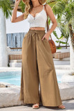 High Waist Plain Wide Leg Pants