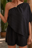 Plain Texture One Shoulder Romper