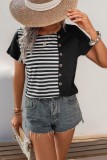 Colorblock Splicing Stripes Top