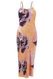 Tie Dye Printed Spaghetti Dress