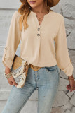 Plain V Neck Buttoned Blouse