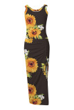 Sleeveless Printed Split Maxi Dress