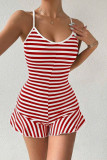 Red Stripes One Piece Romper