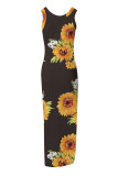 Sleeveless Printed Split Maxi Dress