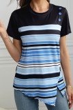 Blue Colorblock Stripes Top
