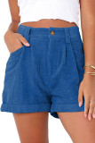 High Waist Plain Corduroy Shorts