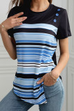 Blue Colorblock Stripes Top