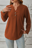 Plain V Neck Buttoned Blouse
