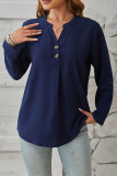 Plain V Neck Buttoned Blouse