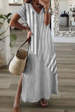 V Neck Stripe On Stripe Maxi Dress