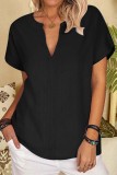 Plain V Neck Short Sleeves Top