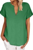 Plain V Neck Short Sleeves Top