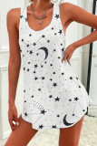 White Star Print U Neck Tank Dress