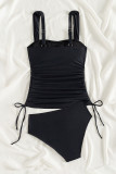 Plain Ruched Cami Tankini Set