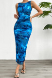 Sleeveless Printed Tank Split Dress