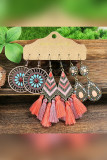 Boho Tassel and FLower Earrings Set