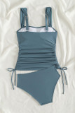 Plain Ruched Cami Tankini Set