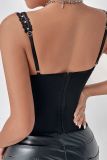 Black Lace Fishbone Rivet Top