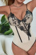 Apricot Embroidery V Neck Bodysuit