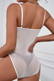 White Flower Embroidery One Piece Bodysuit