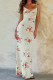 Beige Spaghetti Floral Dress