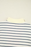 Blue Stripe Quarter Zip Collared Cap Sleeve Mini Dress