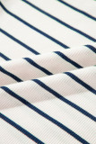Blue Stripe Quarter Zip Collared Cap Sleeve Mini Dress