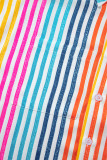 Orange Stripe Multicolor Drop Shoulder Loose Shirt