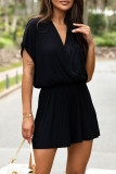 Ribbed Knitting V Neck One Piece Romper