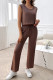 Ribbed Knitting Sleeveless 2PCS Pant Set