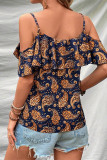 Cold Shoulder Ruffle Printed Top