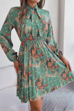 Floral Printed Elastic Waist Smocked Dress